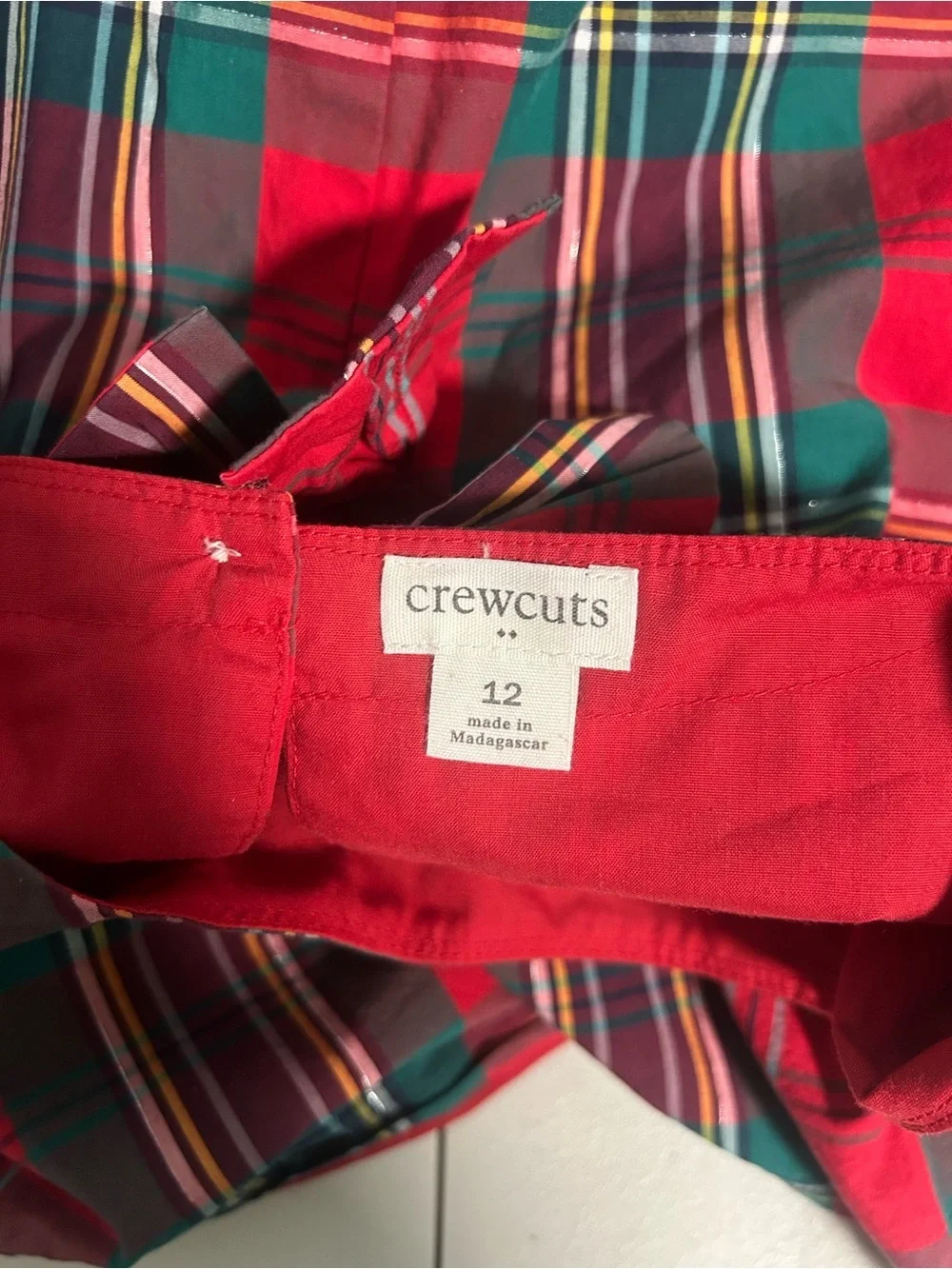 Crewcuts Holiday Dress Girls 12 Plaid Red Green Christmas Pockets